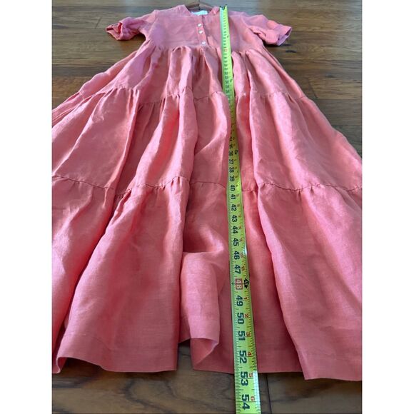 Boho Linen Maxi Dress by HELSOL, Coral, Handmade in Mexico - Picture 10 of 14